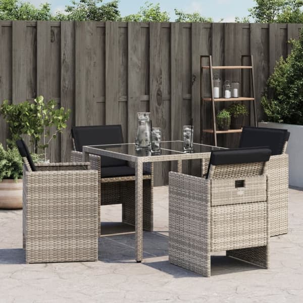 vidaXL havestole 4 stk. med hynder polyrattan lysegrå