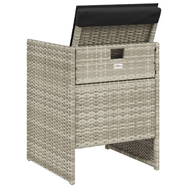 vidaXL havestole 4 stk. med hynder polyrattan lysegrå