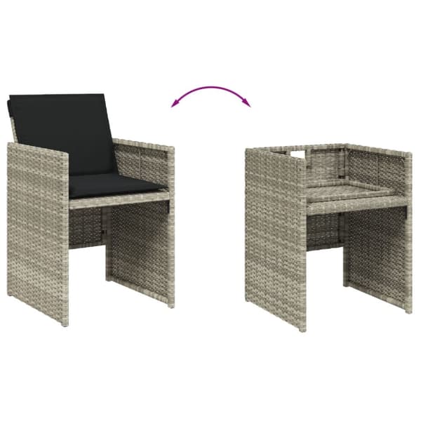vidaXL havestole 4 stk. med hynder polyrattan lysegrå
