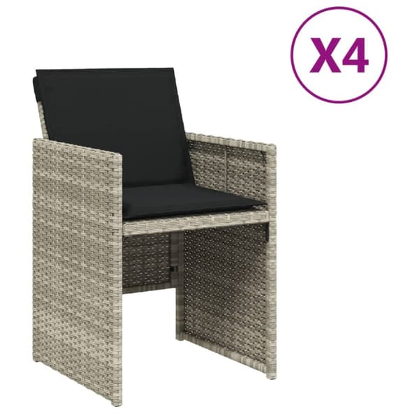 vidaXL havestole 4 stk. med hynder polyrattan lysegrå