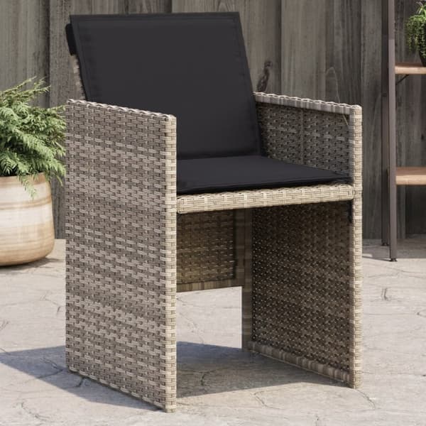 vidaXL havestole 4 stk. med hynder polyrattan lysegrå