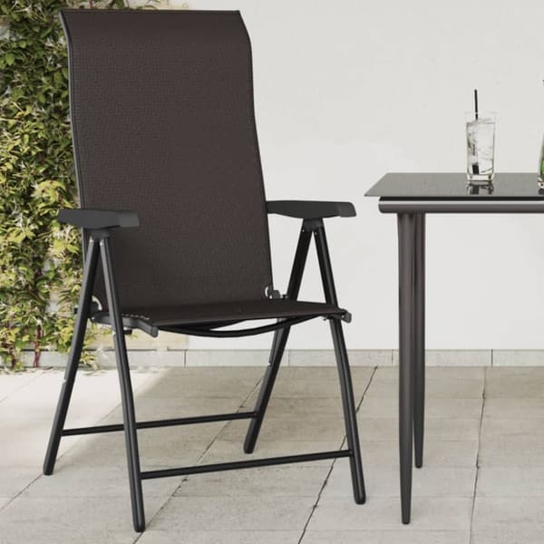 vidaXL Sammenleggbare hagestoler 2 stk svart kaffe polyrotting
