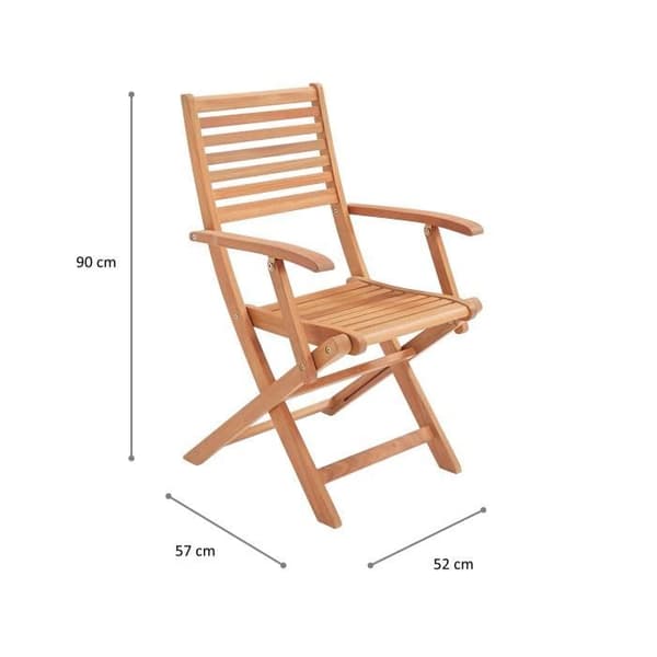 Set med 2 hopfällbara trädgårdsfåtöljer i Acacia FSC - 57 x 52 x 90 cm