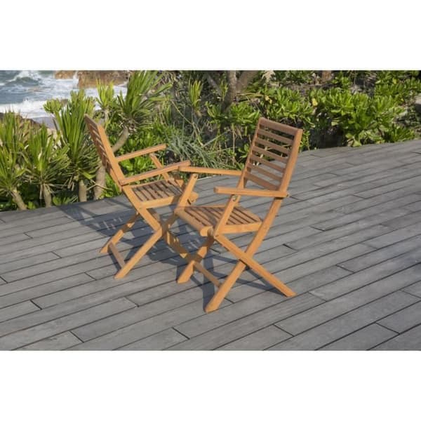 Set med 2 hopfällbara trädgårdsfåtöljer i Acacia FSC - 57 x 52 x 90 cm
