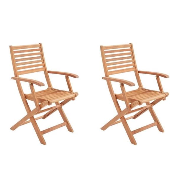 Set med 2 hopfällbara trädgårdsfåtöljer i Acacia FSC - 57 x 52 x 90 cm