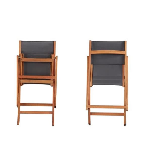 Set med 2 trädgårdsstolar i FSC akaciaträ och sits i textilen - 50 x 57 x 90 cm - Grå