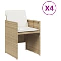 Miniatyrbillede 1 af 11: vidaXL havestole 4 stk. med hynder polyrattan beige