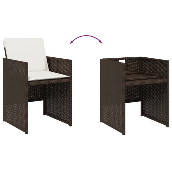 vidaXL havestole 4 stk. med hynder polyrattan brun