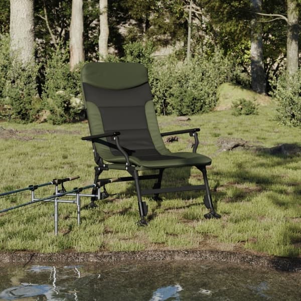 vidaXL fiskestol med armlæn foldbar grøn