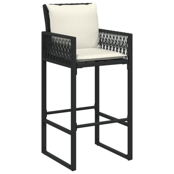 vidaXL barstole til haven med hynder 2 stk. polyrattan sort