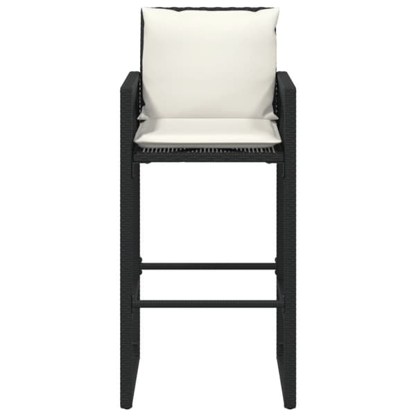 vidaXL barstole til haven med hynder 2 stk. polyrattan sort