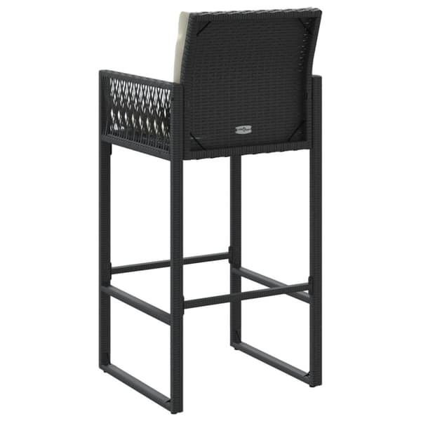 vidaXL barstole til haven med hynder 2 stk. polyrattan sort