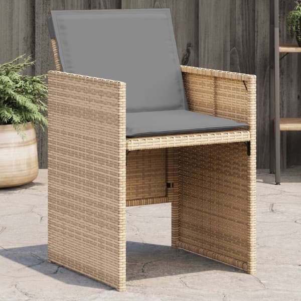 vidaXL havestole 4 stk. med hynder polyrattan blandet beige