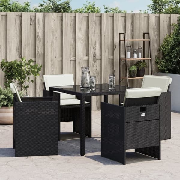 vidaXL havestole med hynder 4 stk. polyrattan sort