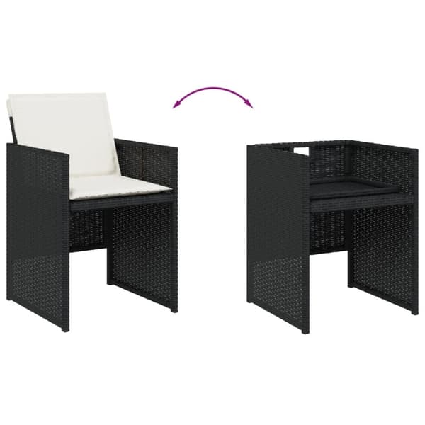 vidaXL havestole med hynder 4 stk. polyrattan sort