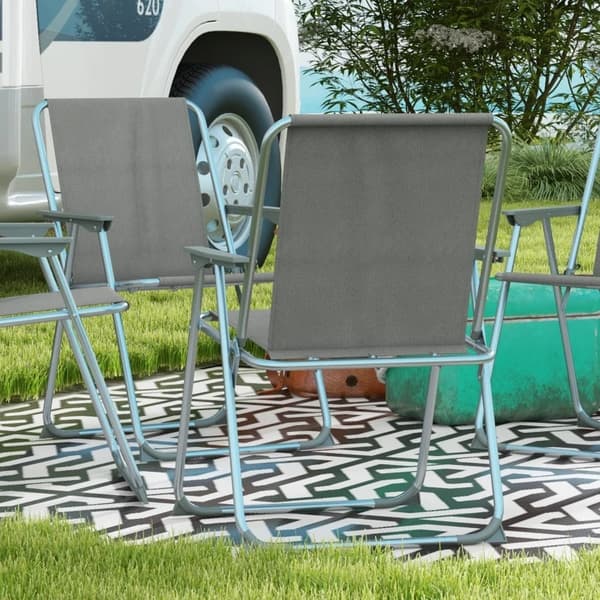 Rootz Havestol - Sammenklappelig campingstol - Oxford klud - Vejrbestandig - Plast - Grå + Sølv - 53 cm x 54 cm x 76 cm