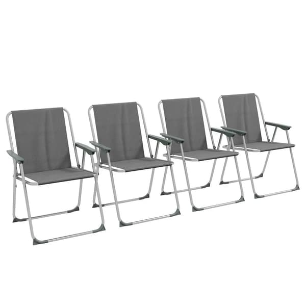 Rootz Havestol - Sammenklappelig campingstol - Oxford klud - Vejrbestandig - Plast - Grå + Sølv - 53 cm x 54 cm x 76 cm