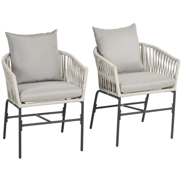 Rootz puutarhatuoli - patiotuoli - 2 Boho Style -tyylinen sarja - Mukava istuinkuori - Istuinpehmusteet - Pestävä päällinen - Metallirunko - Harmaa +