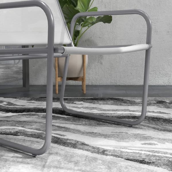 Rootz puutarhakalustesetti - 3-osainen - 2 tuolia - Hengittävä kangaspäällinen - 1 pyöreä pöytä Ø60 cm - Teräs - Muovi - Vaaleanharmaa - 52w X 47,5d c
