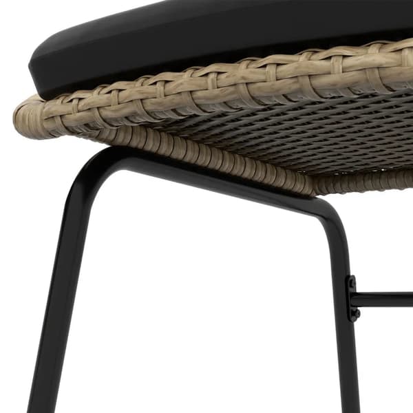 Rootz Trädgårdsmöbler Set - Rotting Uteplats Set - 2 Fåtöljer - Sittkuddar - 1 Runt Bord Ø60 Cm - PE Rotting-Polyester - Svart-Gul - 43W x 45D cm
