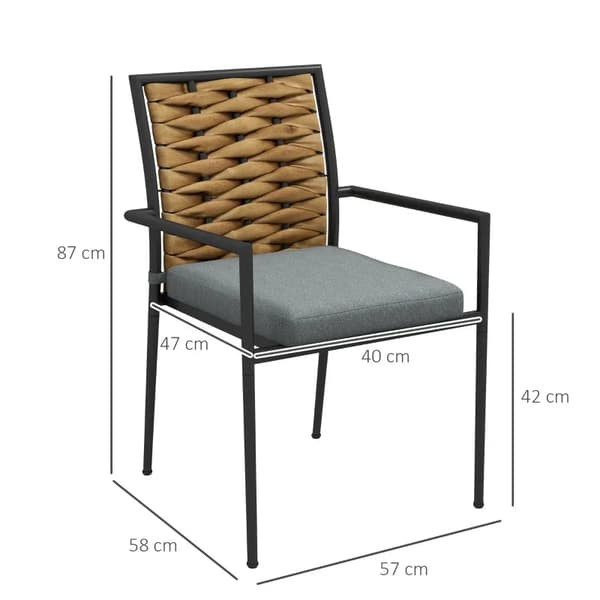 Rootz Puutarhatuolit - Ulkotuolit - Patiotuolit - Istuintyynyt - Säänkestävät - Moderni muotoilu - PE-rottinki - Polyesteri - Ruskea-harmaa - 40W x 47