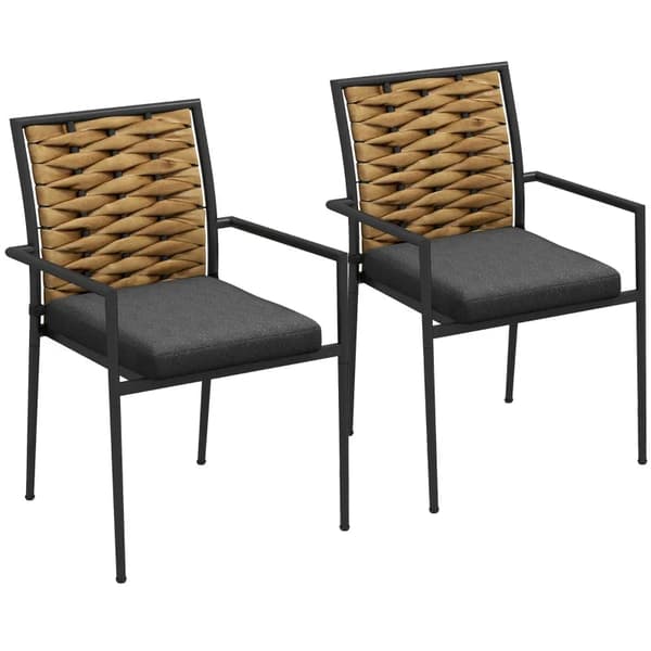 Rootz Trädgårdsstolar - Utestolar - Uteplatsstolar - Sittdynor - Väderbeständig - Modern design - PE-rotting - Polyester - Svart - 57 X 58 X 87cm