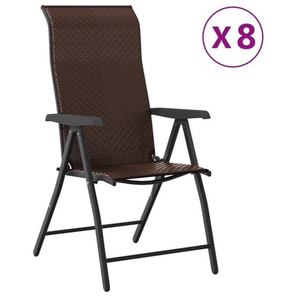 vidaXL havestole 8 stk. foldbar polyrattan brun