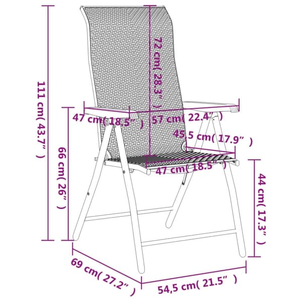 vidaXL havestole 8 stk. foldbar polyrattan grå