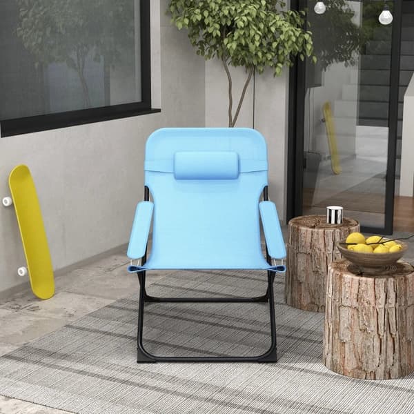 Rootz Havestole - Foldestol - 4 niveauer - Justerbar åndbar - Metalstel - Stål - Polyester - Skum - Sort-Blå - 69L x 91W x 96H cm