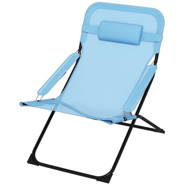 Rootz Havestole - Foldestol - 4 niveauer - Justerbar åndbar - Metalstel - Stål - Polyester - Skum - Sort-Blå - 69L x 91W x 96H cm