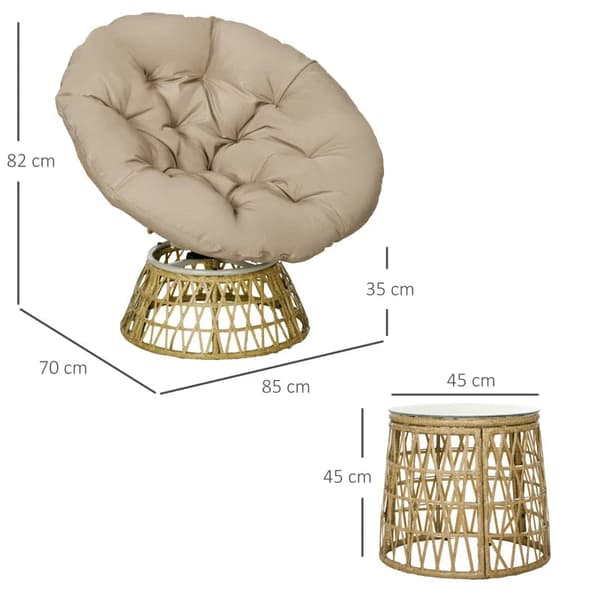 Rootz Bistro Set - Balkongset - Uteplats Set - Väderbeständig - Avtagbara kuddar - Stål - Polyester - Naturlig - Ljusbrun - 85cm X 70cm X 82cm