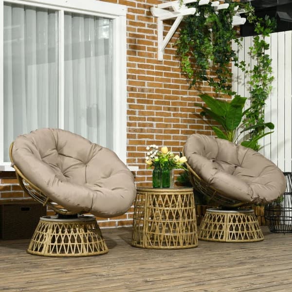Rootz Bistro Set - Balkongset - Uteplats Set - Väderbeständig - Avtagbara kuddar - Stål - Polyester - Naturlig - Ljusbrun - 85cm X 70cm X 82cm
