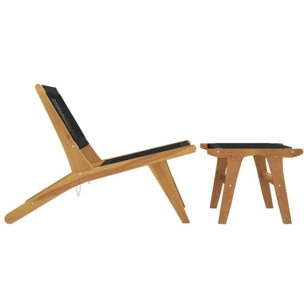 vidaXL Trädgårdsstol med fotstöd massiv teak och polyester