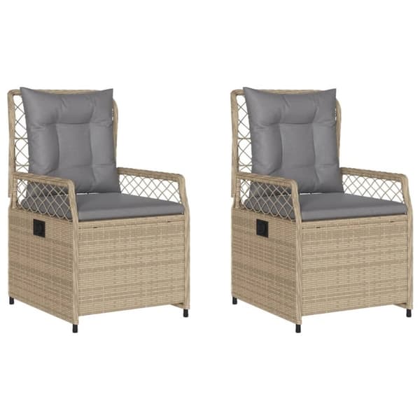 vidaXL Justerbara trädgårdsstolar 2 st beige konstrotting