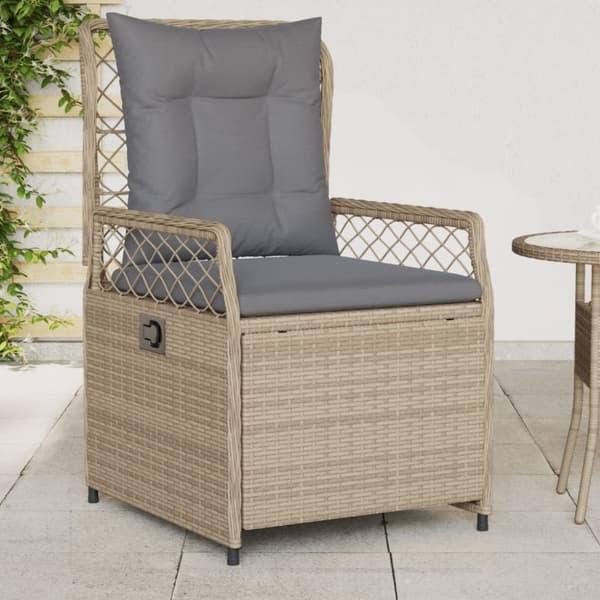 vidaXL Justerbara trädgårdsstolar 2 st beige konstrotting