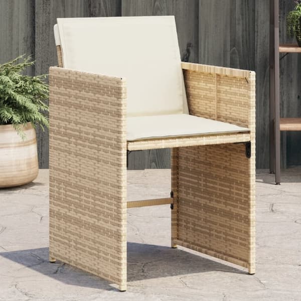 vidaXL havestole 4 stk. med hynder polyrattan beige