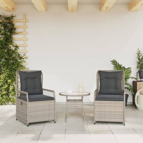 vidaXL havestole 2 stk. med lænefunktion polyrattan grå