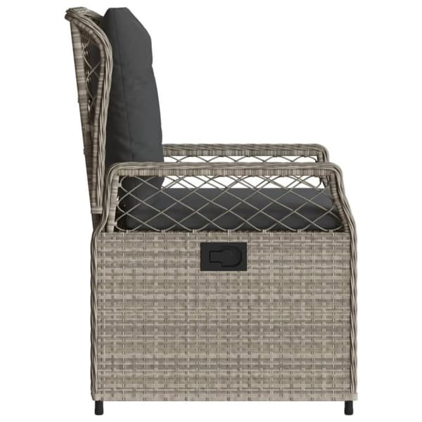 vidaXL havestole 2 stk. med lænefunktion polyrattan grå