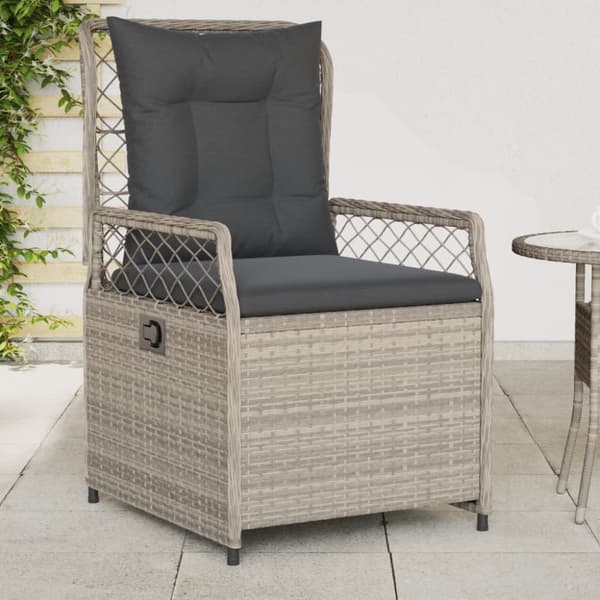 vidaXL havestole 2 stk. med lænefunktion polyrattan grå