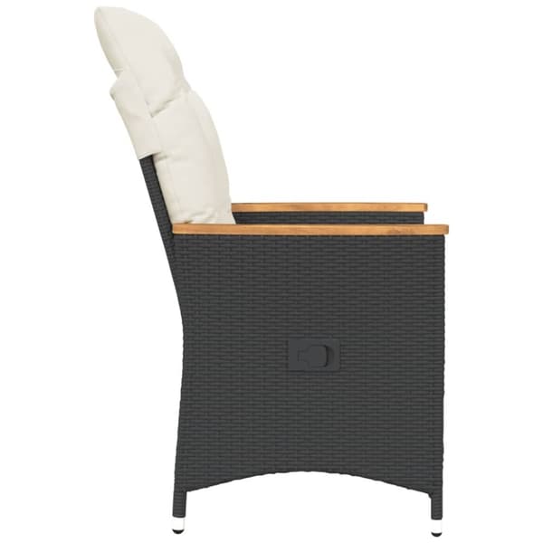 vidaXL havestol med hynder justerbart ryglæn polyrattan sort