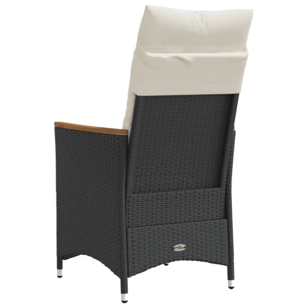 vidaXL havestol med hynder justerbart ryglæn polyrattan sort