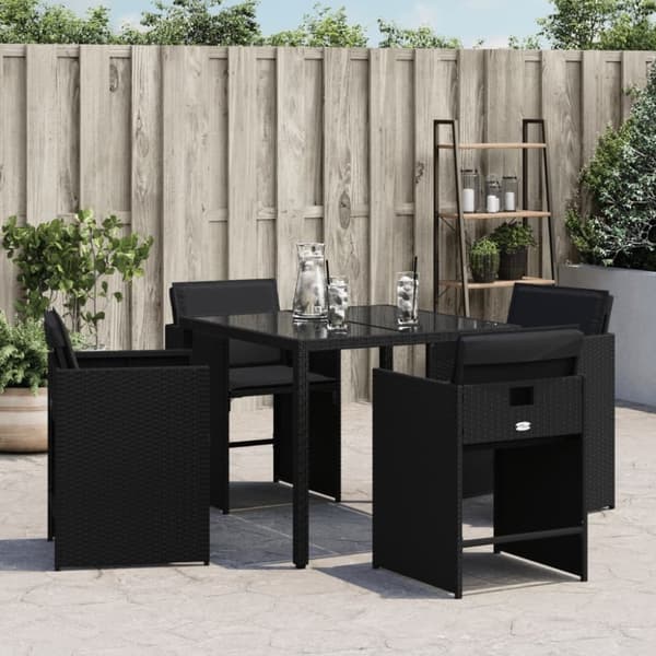 vidaXL havestole med hynder 4 stk. polyrattan sort