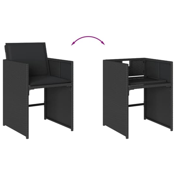 vidaXL havestole med hynder 4 stk. polyrattan sort