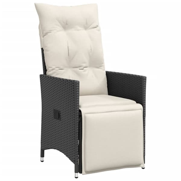 vidaXL havestole med hynder 2 stk. justerbart ryglæn polyrattan sort