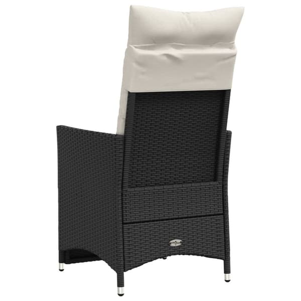 vidaXL havestole med hynder 2 stk. justerbart ryglæn polyrattan sort