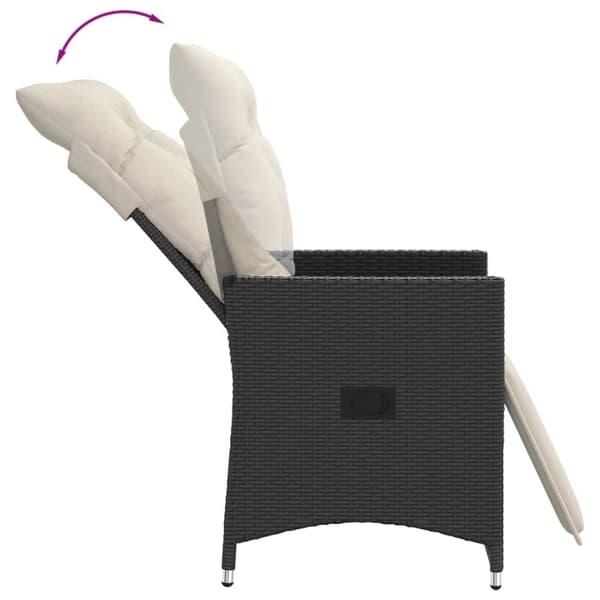 vidaXL havestole med hynder 2 stk. justerbart ryglæn polyrattan sort