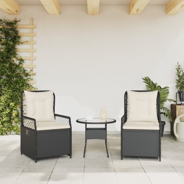 vidaXL havestole 2 stk. med lænefunktion polyrattan sort