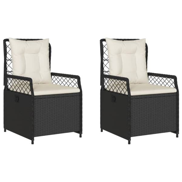 vidaXL havestole 2 stk. med lænefunktion polyrattan sort