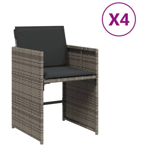 vidaXL havestole med hynder 4 stk. polyrattan grå