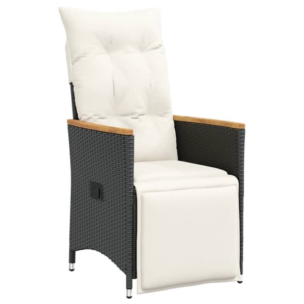 vidaXL havestole med hynder 2 stk. justerbart ryglæn polyrattan sort